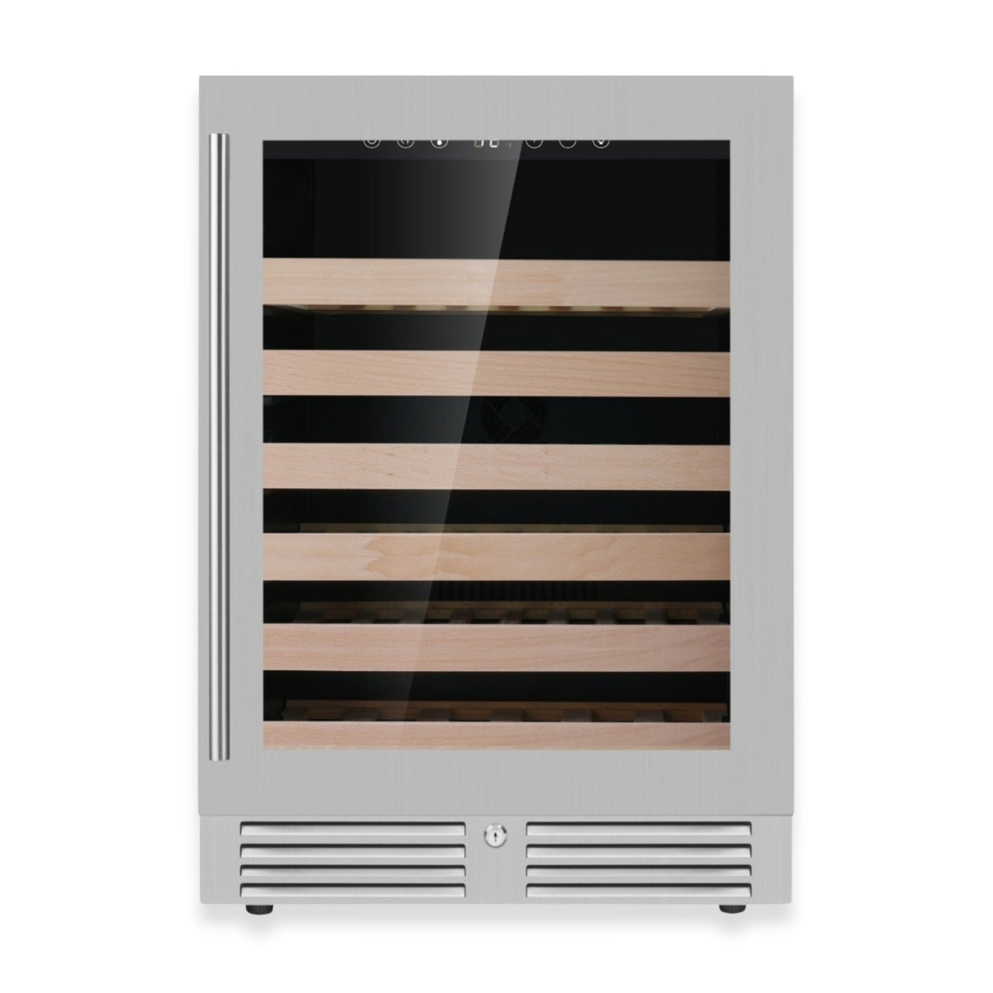 KingsBottle 24-Inch Under-Counter Single Zone Wine Cooler with Low-E Glass Door With Stainless Steel Trim Right Hand Hinge