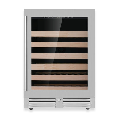KingsBottle 24-Inch Under-Counter Single Zone Wine Cooler with Low-E Glass Door With Stainless Steel Trim Right Hand Hinge