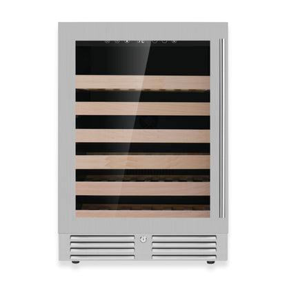 KingsBottle 24-Inch Under-Counter Single Zone Wine Cooler with Low-E Glass Door With Stainless Steel Trim Right Hand Hinge