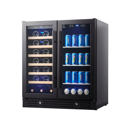 KingsBottle 30-inch Combination Beer and Wine Cooler with Low-E  Glass Door With Stainless Steel Trim