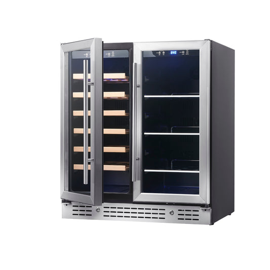 KingsBottle 30-inch Combination Beer and Wine Cooler with Low-E  Glass Door With Stainless Steel Trim