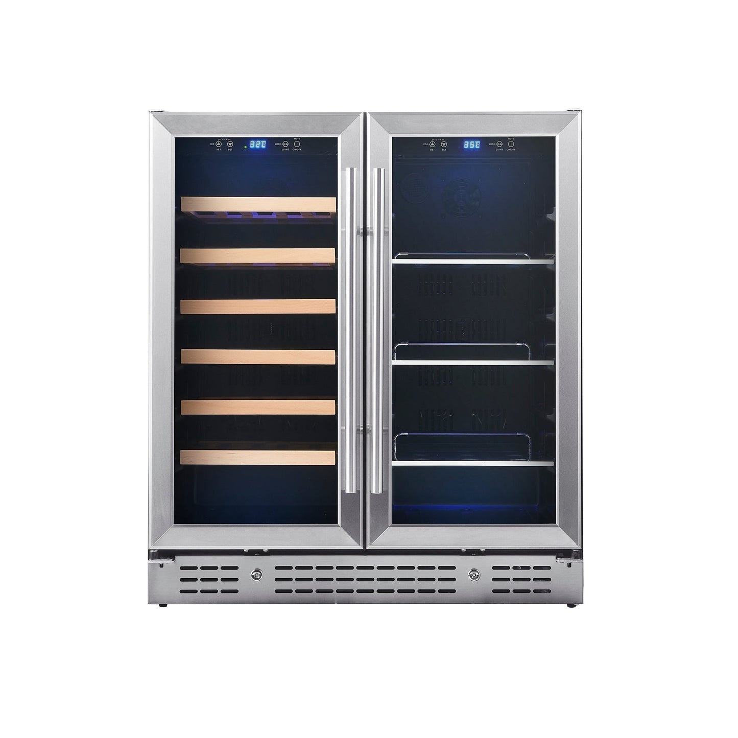KingsBottle 30-inch Combination Beer and Wine Cooler with Low-E  Glass Door With Stainless Steel Trim