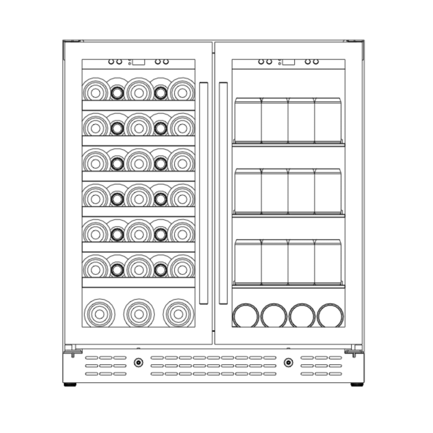 KingsBottle 30-inch Combination Beer and Wine Cooler with Low-E  Glass Door With Stainless Steel Trim