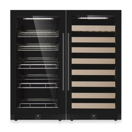 KingsBottle 47" High Upright Wine & Beverage Refrigerator Combo with Low-E Glass Door With Stainless Steel Trim