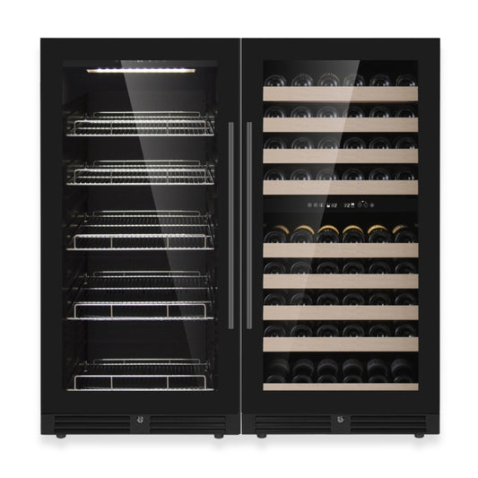 KingsBottle 47" High Wine & Beverage Refrigerator Combo with Triple Temp. Zones Glass Door With Stainless Steel Trim
