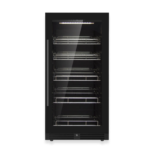 KingsBottle 389 Cans Capacity Upright Beverage Refrigerator With Low-E Glass Door Left Hand Hinge