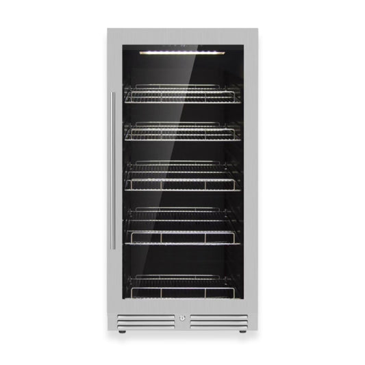 KingsBottle 389 Cans Capacity Upright Beverage Refrigerator With Low-E Glass Door Left Hand Hinge