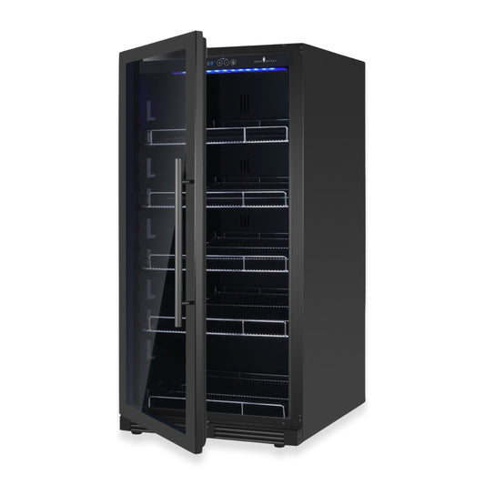 KingsBottle 389 Cans Capacity Upright Beverage Refrigerator With Low-E Glass Door Right Hand Hinge