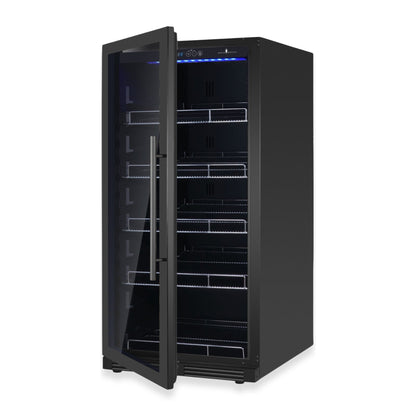 KingsBottle 389 Cans Capacity Upright Beverage Refrigerator With Low-E Stainless Steel Glass Door Left Hand Hinge