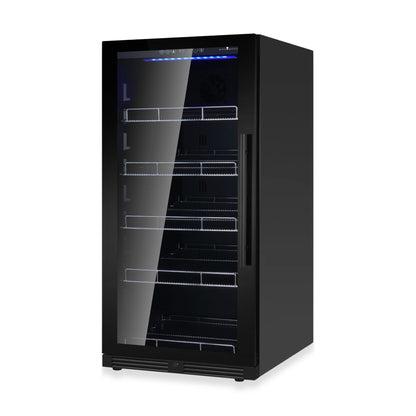 KingsBottle 389 Cans Capacity Upright Beverage Refrigerator With Low-E Stainless Steel Glass Door Left Hand Hinge