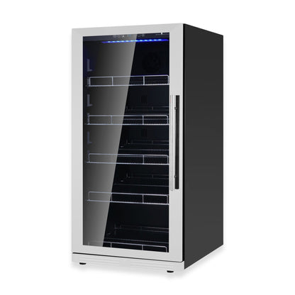 KingsBottle 389 Cans Capacity Upright Beverage Refrigerator With Low-E Stainless Steel Glass Door Left Hand Hinge