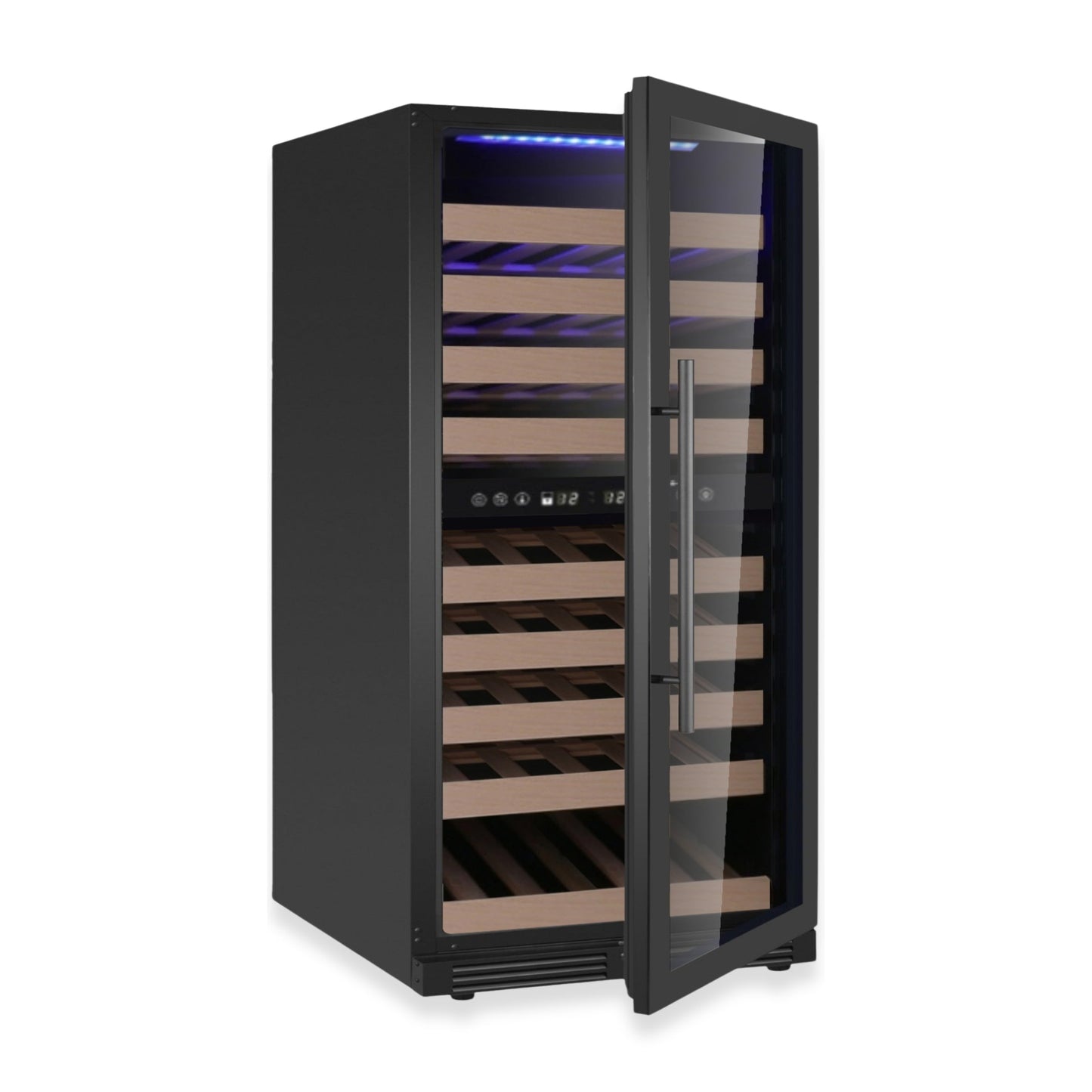 KingsBottle 47-Inch Tall Dual Zone Wine Cooler with Low-E Glass Door With Stainless Steel Trim Left Hand Hinge