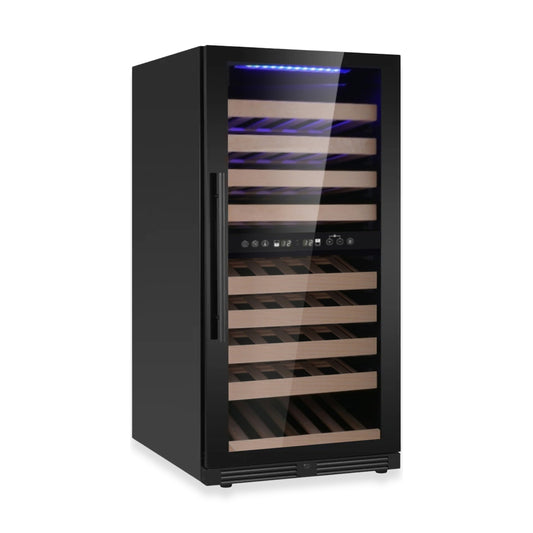 KingsBottle 47-Inch Tall Dual Zone Wine Cooler with Low-E Glass Door With Stainless Steel Trim Right Hand Hinge