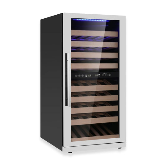 KingsBottle 47-Inch Tall Dual Zone Wine Cooler with Low-E Glass Door With Stainless Steel Trim Right Hand Hinge