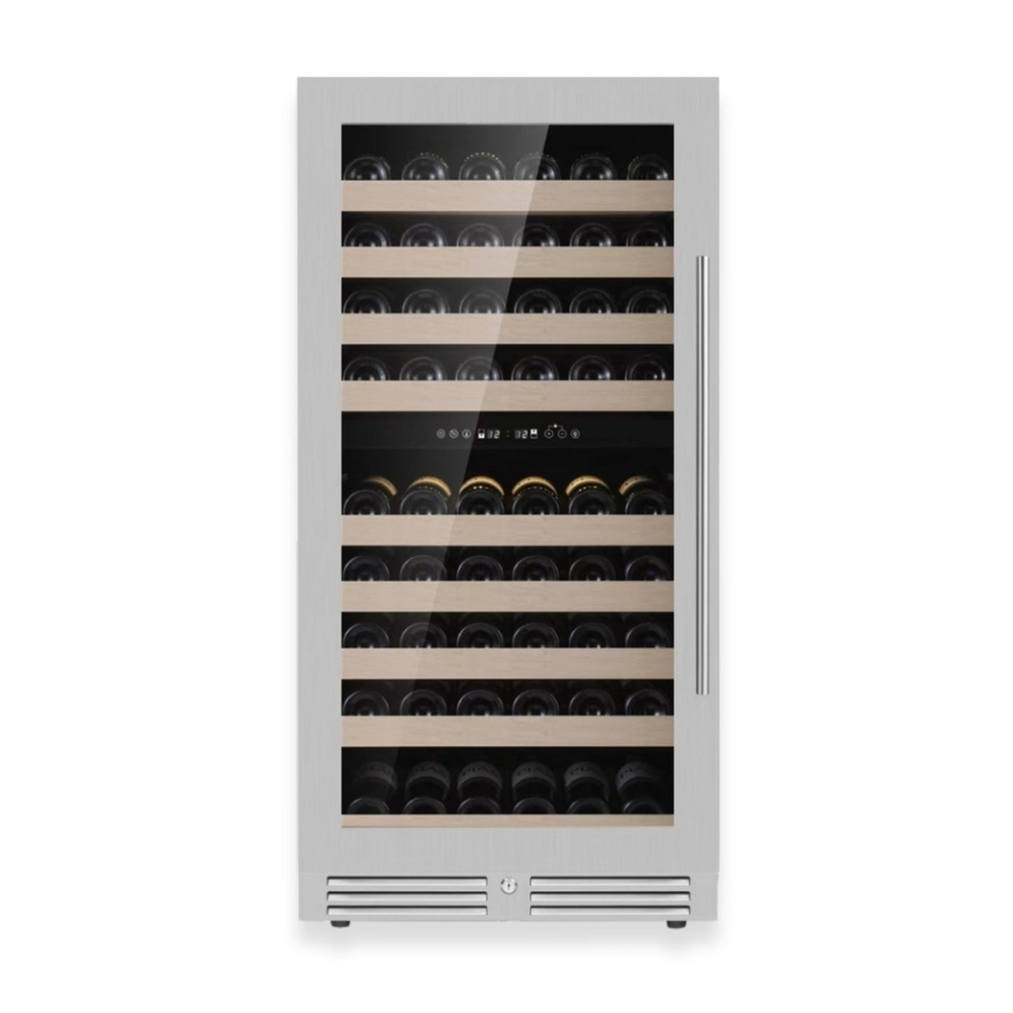 KingsBottle 47-Inch Tall Dual Zone Wine Cooler with Low-E Glass Door With Stainless Steel Trim Left Hand Hinge
