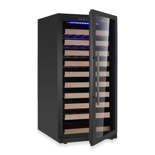 KingsBottle 47-Inch Height Single Zone Wine Cooler with Low-E Glass Door With Stainless Steel Trim Right Hand Hinge