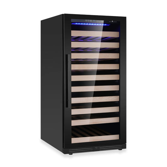 KingsBottle 47-Inch Height Single Zone Wine Cooler with Low-E Glass Door With Stainless Steel Trim Right Hand Hinge
