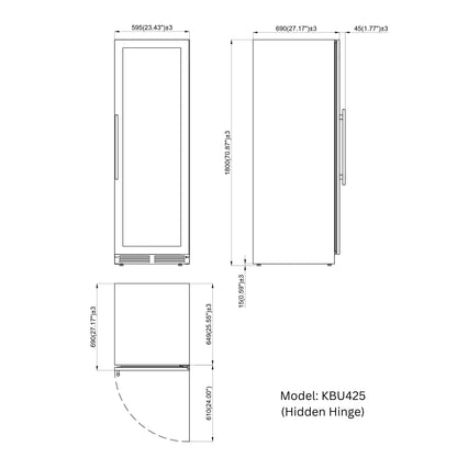 KingsBottle Ultimate Wine & Beverage Upright Refrigerator Combo with Low-E Borderless Black Glass door