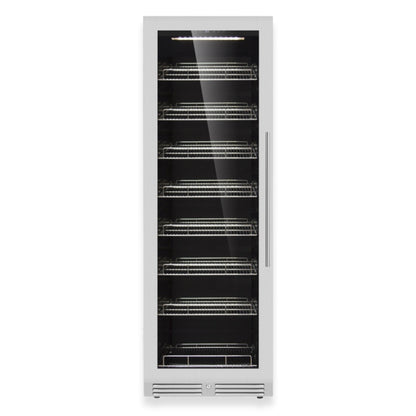 KingsBottle Large Beverage Refrigerator With Low-E Borderless Black Glass Door Left Hand Hinge