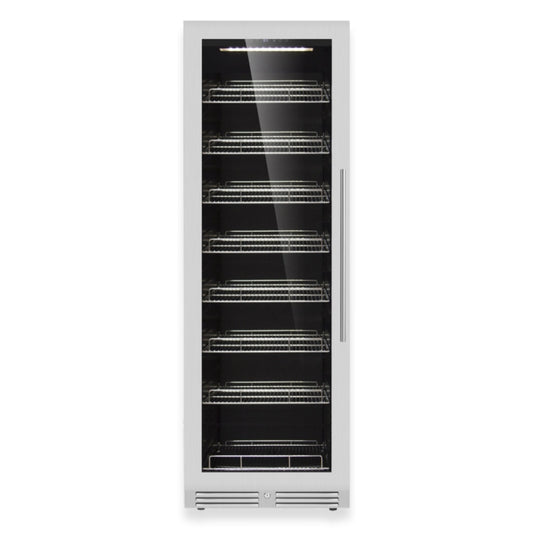 KingsBottle Large Beverage Refrigerator With Low-E Borderless Black Glass Door Left Hand Hinge