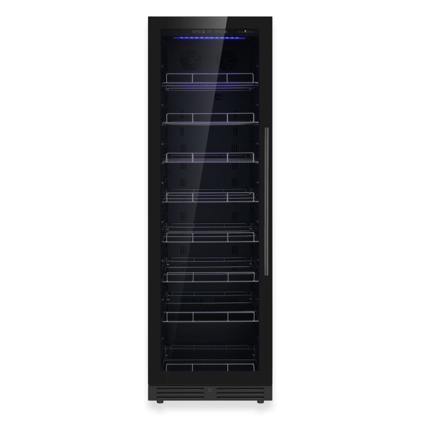 KingsBottle Large Beverage Refrigerator With Low-E Glass Door With Stainless Steel Trim Left Hand Hinge