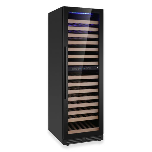 KingsBottle Tall Dual Zone Upright Wine Cooler | Low-E Glass & Silent Cooling Borderless Black Glass Door Right Hand Hinge