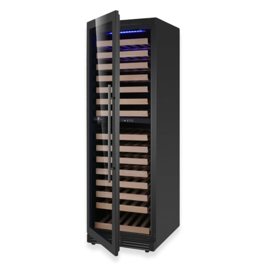 KingsBottle Tall Dual Zone Upright Wine Cooler | Low-E Glass & Silent Cooling Glass Door With Stainless Steel Trim Right Hand Hinge