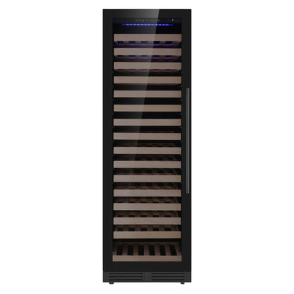 KingsBottle Upright Single Zone Large Wine Cooler With Low-E Glass Door Borderless Black Glass Door Left Hand Hinge