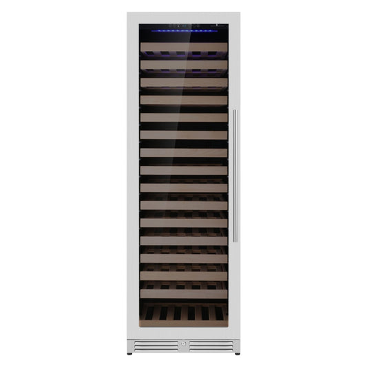 KingsBottle Upright Single Zone Large Wine Cooler With Low-E Glass Door Borderless Black Glass Door Left Hand Hinge