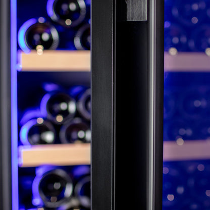 Allavino 29" Wide 248 Bottle Single Zone Black Glass Left Hinge Wine Refrigerator with Display Shelving