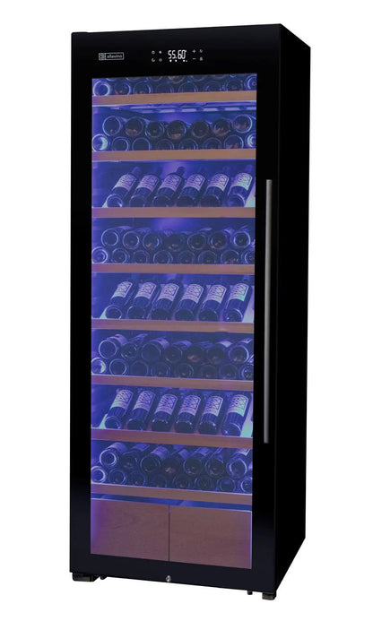 Allavino 29" Wide 248 Bottle Single Zone Black Glass Left Hinge Wine Refrigerator with Display Shelving