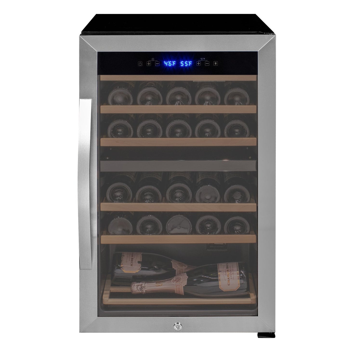 Allavino Cascina Series 28 Bottle Dual Zone Freestanding Wine Cooler Refrigerator with Stainless Steel Door