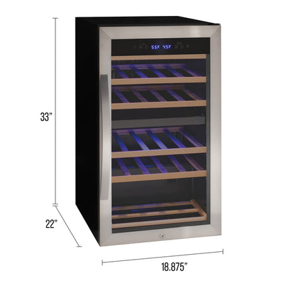 Allavino Cascina Series 28 Bottle Dual Zone Freestanding Wine Cooler Refrigerator with Stainless Steel Door