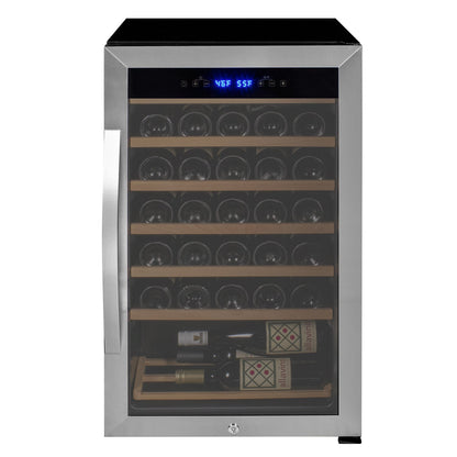 Allavino Cascina Series 33 Bottle Single Zone Freestanding Wine Refrigerator Cooler with Stainless Steel Door