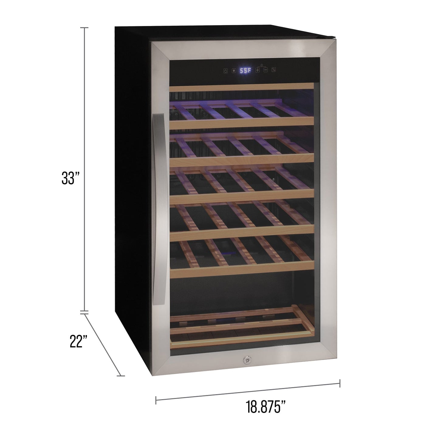 Allavino Cascina Series 33 Bottle Single Zone Freestanding Wine Refrigerator Cooler with Stainless Steel Door