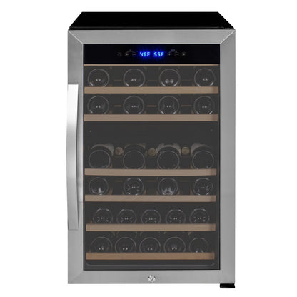 Allavino Cascina Series 43 Bottle Dual Zone Freestanding Wine Refrigerator Cooler with Stainless Steel Door