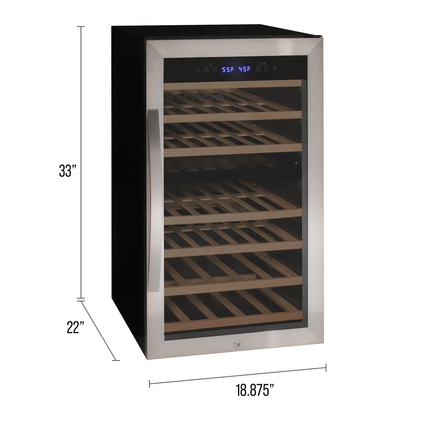 Allavino Cascina Series 43 Bottle Dual Zone Freestanding Wine Refrigerator Cooler with Stainless Steel Door