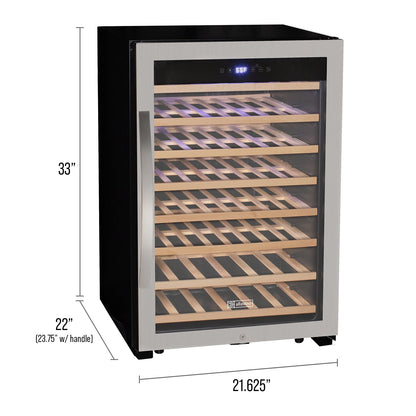 Allavino Cascina Series 55 Bottle Single Zone Freestanding Wine Refrigerator Cooler with Stainless Steel Door