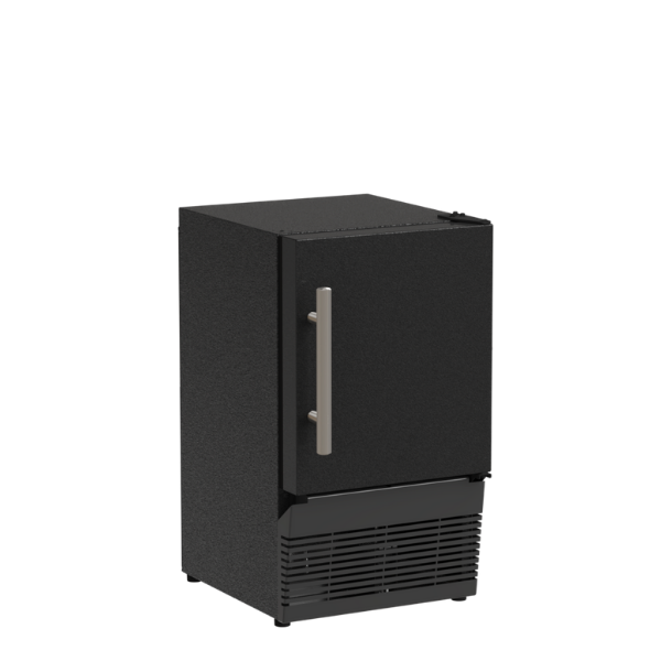 Marvel 14"  Low Profile Compact Crescent Ice Machine Black Solid Reversible Door