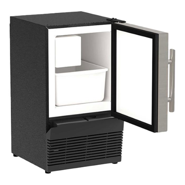 Marvel 14-In Low Profile Compact Crescent Ice Machine Stainless Steel Solid Reversible Door