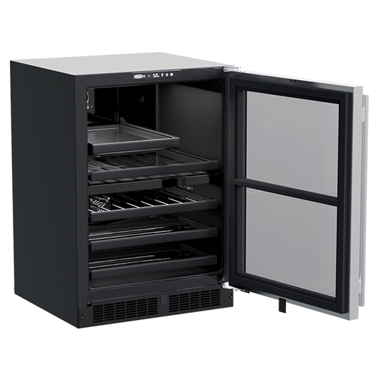 Marvel 24-In Built-In Dual Zone Wine And Beverage Center Stainless Steel Glass Reversible Door