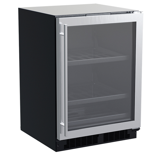 Marvel 24-In Built-In Beverage Center With 3-In-1 Convertible Shelves Stainless Stee Reversible Glass Door