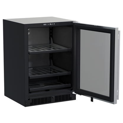 Marvel 24-In Built-In Beverage Center With 3-In-1 Convertible Shelves Stainless Stee Reversible Glass Door