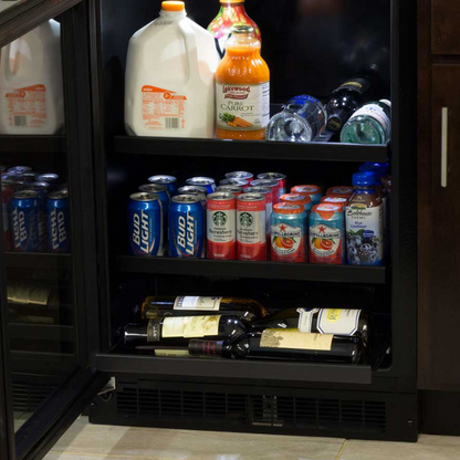 Marvel 24-In Built-In Beverage Center With 3-In-1 Convertible Shelves Stainless Stee Reversible Glass Door