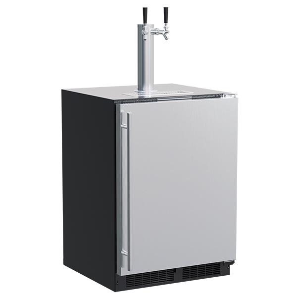 Marvel 24-in Built-in Dispenser with Twin Beer & Beverage Tap Stainless Steel Solid Reversible Door