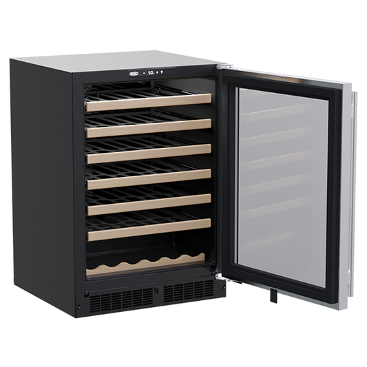 Marvel 24-In Built-In Single Zone Wine Refrigerator Stainless Steel Glass Reversible Door w/ Wine Cradle Rack