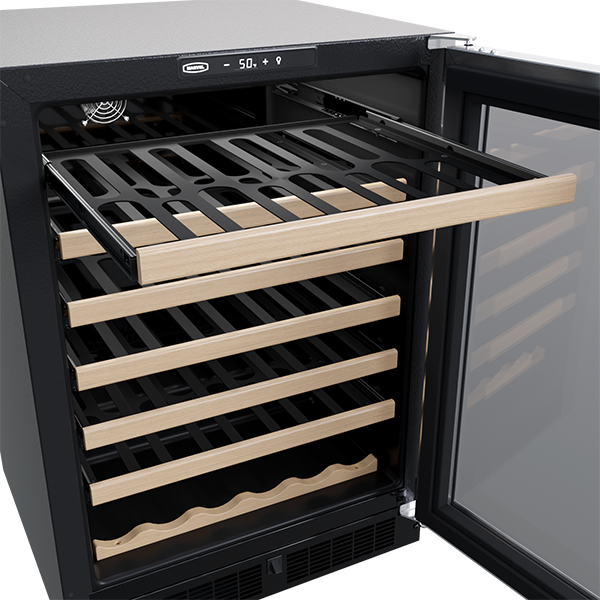 Marvel 24-In Built-In Single Zone Wine Refrigerator Stainless Steel Glass Reversible Door w/ Wine Cradle Rack