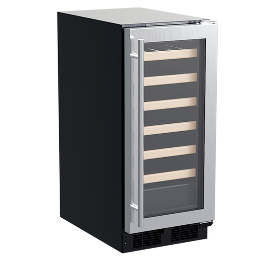 Marvel 15-In Built-In High-Efficiency Single Zone Wine Refrigerator Stainless Steel Glass Reversible Door