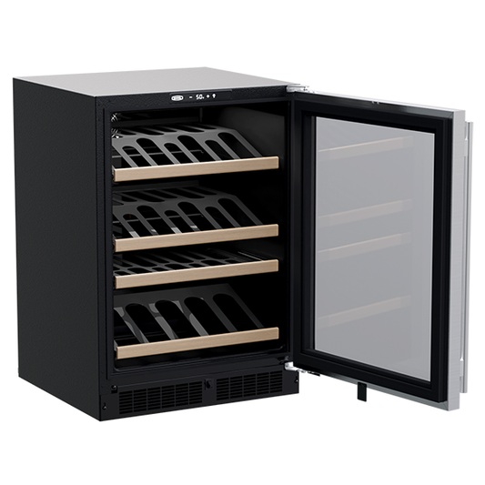 Marvel 24-In Built-In High-Efficiency Single Zone Gallery Display Wine Refrigerator Stainless Steel, Glass Reversible Door w/(3) Gallery Display Racks