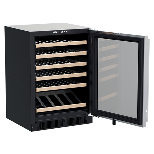 Marvel 24-In Built-In High-Efficiency Single Zone Wine Refrigerator Stainless Steel Glass Reversible Door With Display Rack